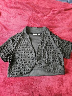 Chico's Black Cropped Ruffle Bolero Top